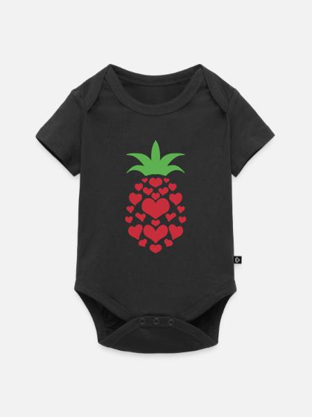 Ananas Herz - Baby Premium Kurzarmbody - Schwarz
