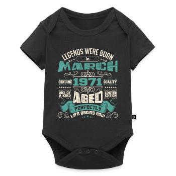 March 1971 | birthday gift - Body à manches courtes Premium Bébé - noir - Devant