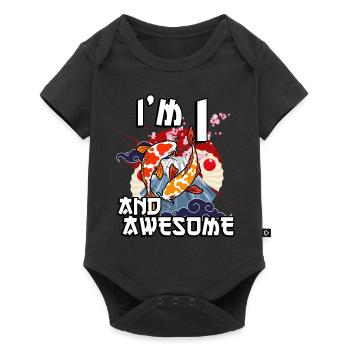 I'm 1 and awesome Japanese carp koi - Baby Premium short-sleeve bodysuit - black - Front