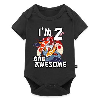Je suis 2 et super carpe japonaise koi - Body à manches courtes Premium Bébé - noir - Devant