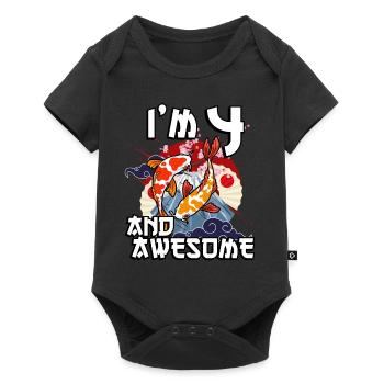 I'm 4 and awesome Japanese carp koi - Baby Premium short-sleeve bodysuit - black - Front