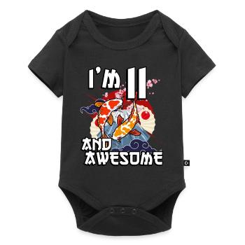 J’ai 11 ans et super carpe japonaise koi - Body à manches courtes Premium Bébé - noir - Devant