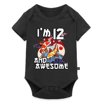 Ich Bin 12 Und Awesome Japanischer Karpfen Koi - Baby Premium Kurzarmbody - Schwarz - Vorne