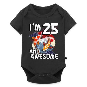 I'm 25 and awesome Japanese carp koi - Baby Premium short-sleeve bodysuit - black - Front