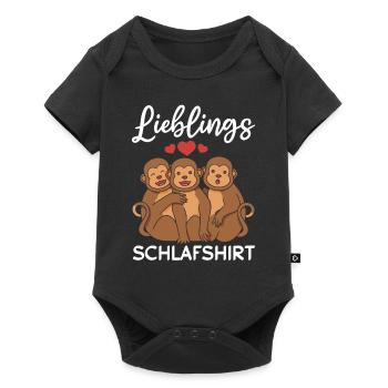 Lieblings Schlafshirt Affen - Süße Affen - Baby Premium Kurzarmbody - Schwarz - Vorne