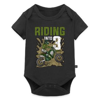 Riding Into 3 Dirt Bike Motocross Birthday - Baby Premium short-sleeve bodysuit - black - Front
