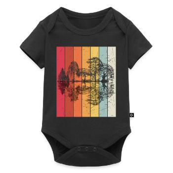 Wald Forrest Vintage Design Retro Natur Wanderer L - Baby Premium Kurzarmbody - Schwarz - Vorne