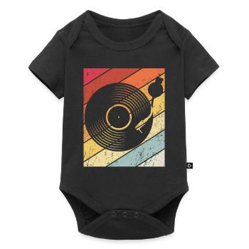 Vinly Plattenspieler Schallplatte 80s 90s Retro Sa - Baby Premium Kurzarmbody - Schwarz - Vorne