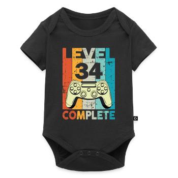 Niveau 34 Anniversaire de jeu complet - Body à manches courtes Premium Bébé - noir - Devant