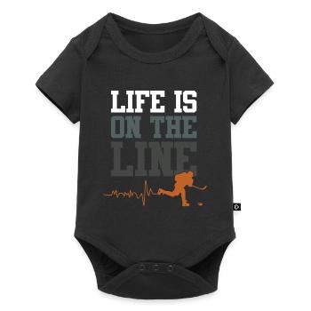 Slogan du club de hockey sur glace - Body à manches courtes Premium Bébé - noir - Devant