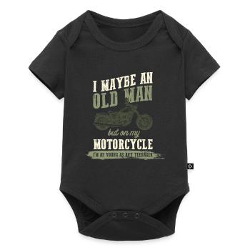 Motocycliste vieil homme - Body à manches courtes Premium Bébé - noir - Devant