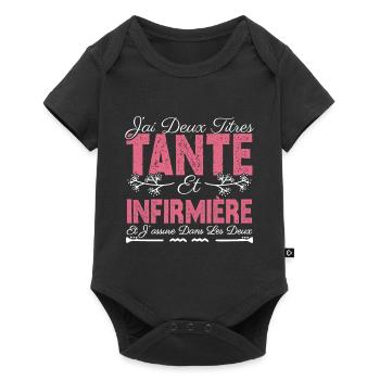 J'ai deux titres tante et Infermière. Cadeau . - Body à manches courtes Premium Bébé - noir - Devant