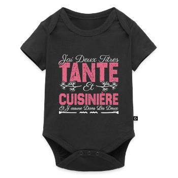 J'ai deux titres tante et cuisinière Cadeau Tante. - Body à manches courtes Premium Bébé - noir - Devant