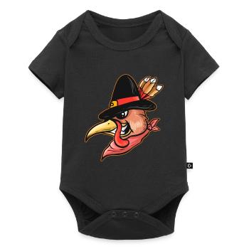 Kawaii Saucy Turkey With Pilgrims Hat And Scarf - Baby Premium Kurzarmbody - Schwarz - Vorne