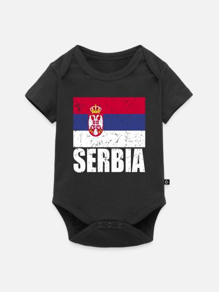 Serbien Fahne - Baby Premium Kurzarmbody - Schwarz