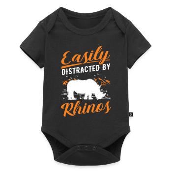 Easily distracted by Rhinos Rhino - Baby Premium short-sleeve bodysuit - black - Front