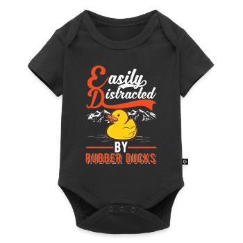 Facilement distrait par Rubber Ducks Rubber Duck - Body à manches courtes Premium Bébé - noir - Devant