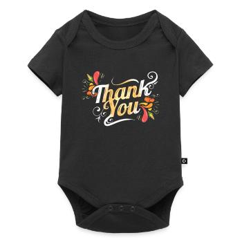 Merci Logo pour Thanksgiving - Body à manches courtes Premium Bébé - noir - Devant