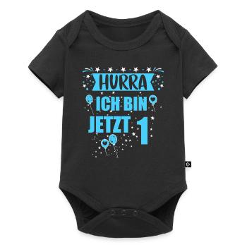 HURRA ICH BIN JETZT 1 - Baby Premium Kurzarmbody - Schwarz - Vorne