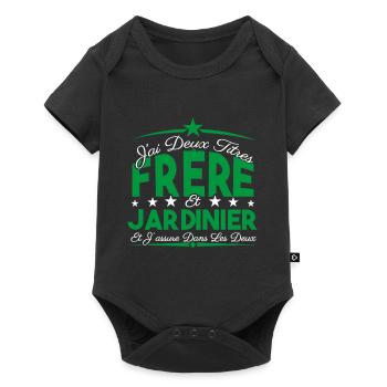 J'ai deux titres frère et Jardinier. Cadeau frère. - Body à manches courtes Premium Bébé - noir - Devant