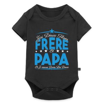 J'ai deux titres frère et Papa. Cadeau frère. - Body à manches courtes Premium Bébé - noir - Devant