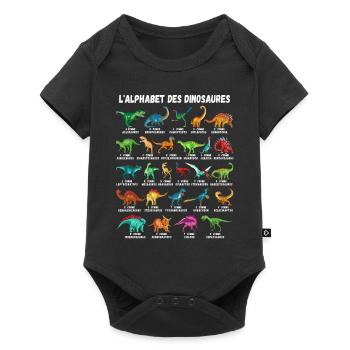 Mein Dinosaurier Alphabet Kinder Arten Dino A-Z - Baby Premium Kurzarmbody - Schwarz - Vorne