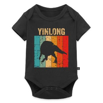 Yinlong Dinosaurier Kinder Dino Geschenk - Baby Premium Kurzarmbody - Schwarz - Vorne