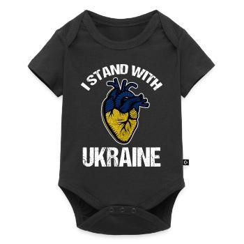 Je soutiens le drapeau ukrainien - Body à manches courtes Premium Bébé - noir - Devant