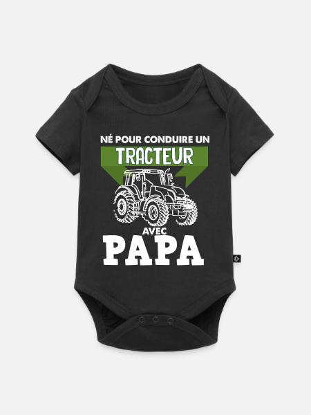 Né Pour Conduire Un Tracteur Avec Papa Cadeau - Body à manches courtes Premium Bébé - noir