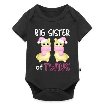 Daughter Promoted to Big Sister of Twins Llama - Baby Premium Kurzarmbody - Schwarz - Vorne