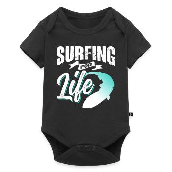 Surfing for life Surfer Surfing Surfboard - Baby Premium short-sleeve bodysuit - black - Front