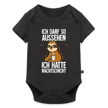 Ich Hatte Nachtschicht Kaffee Faultier - Baby Premium Kurzarmbody - Schwarz - Vorne
