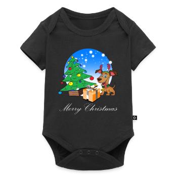 Noël Joyeux Noël Chien Renne - Body à manches courtes Premium Bébé - noir - Devant