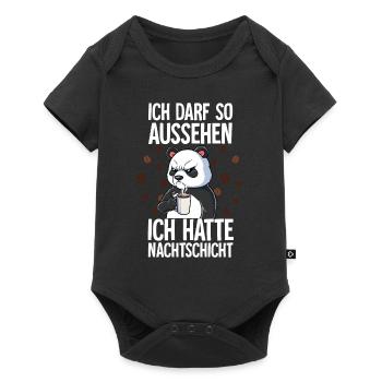 Ich Hatte Nachtschicht Kaffee Panda - Baby Premium Kurzarmbody - Schwarz - Vorne