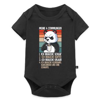 Meine 4 Stimmungen Kaffee Panda - Baby Premium Kurzarmbody - Schwarz - Vorne