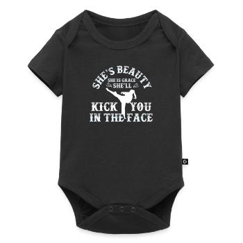 She Is Beauty She Is Grace She Will Kick You In - Baby Premium Kurzarmbody - Schwarz - Vorne