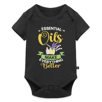 Ätherische Öl Diffusor Aromatherapie Pflanzen - Baby Premium Kurzarmbody - Schwarz - Vorne