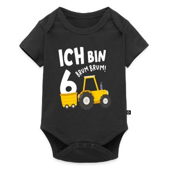 6. Geburtstag Jungs Traktor 6 Jahre - Baby Premium Kurzarmbody - Schwarz - Vorne