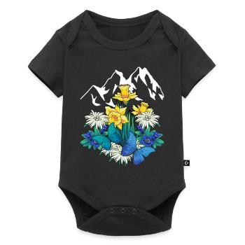 Autriche Tyrol printemps Nature Alm Gentiane Fleurs - Body à manches courtes Premium Bébé - noir - Devant