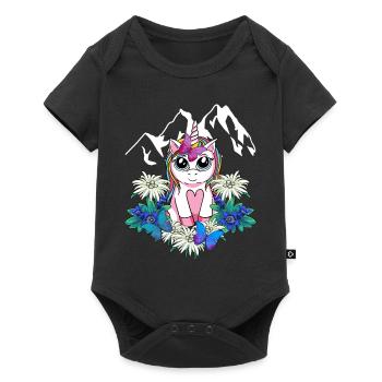 Alpes Licorne Printemps Animaux mythiques Alm Enfants - Body à manches courtes Premium Bébé - noir - Devant