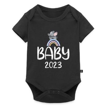 Bébé 2023 Éléphant mignon - Body à manches courtes Premium Bébé - noir - Devant