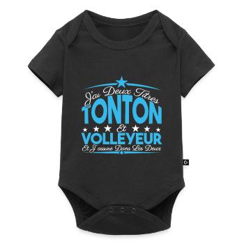 J'ai deux titres tonton et Volleyeur Cadeau tonton - Body à manches courtes Premium Bébé - noir - Devant
