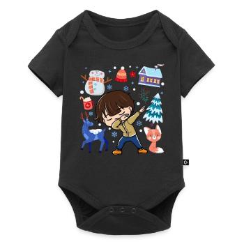 Dabbed Young Snow Deer Winter Temperate - Baby Premium short-sleeve bodysuit - black - Front