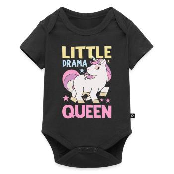 Little Drama Queen Einhorn Zicke Spruch - Baby Premium Kurzarmbody - Schwarz - Vorne
