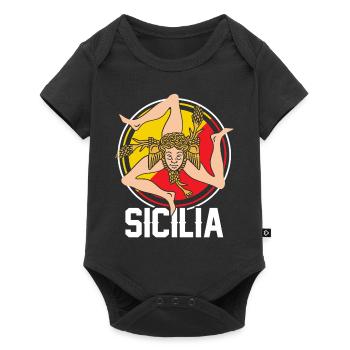 Sicile drapeau Sicile Palerme Italie - Body à manches courtes Premium Bébé - noir - Devant
