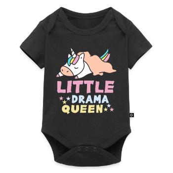Little Drama Queen Einhorn Zicke Spruch - Baby Premium Kurzarmbody - Schwarz - Vorne