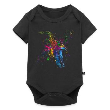 Saxofon, SAXofonist - Baby Premium Kurzarmbody - Schwarz - Vorne