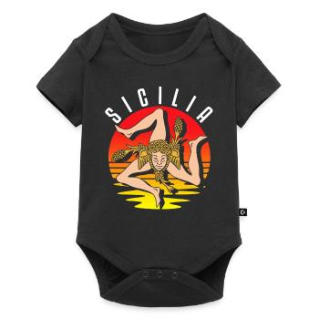 Sicile drapeau Sicile Palerme Italie - Body à manches courtes Premium Bébé - noir - Devant