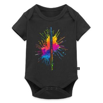 Flûte, Jouer de la flûte, - Body à manches courtes Premium Bébé - noir - Devant