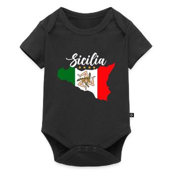 Sicile drapeau Sicile Palerme Italie - Body à manches courtes Premium Bébé - noir - Devant
